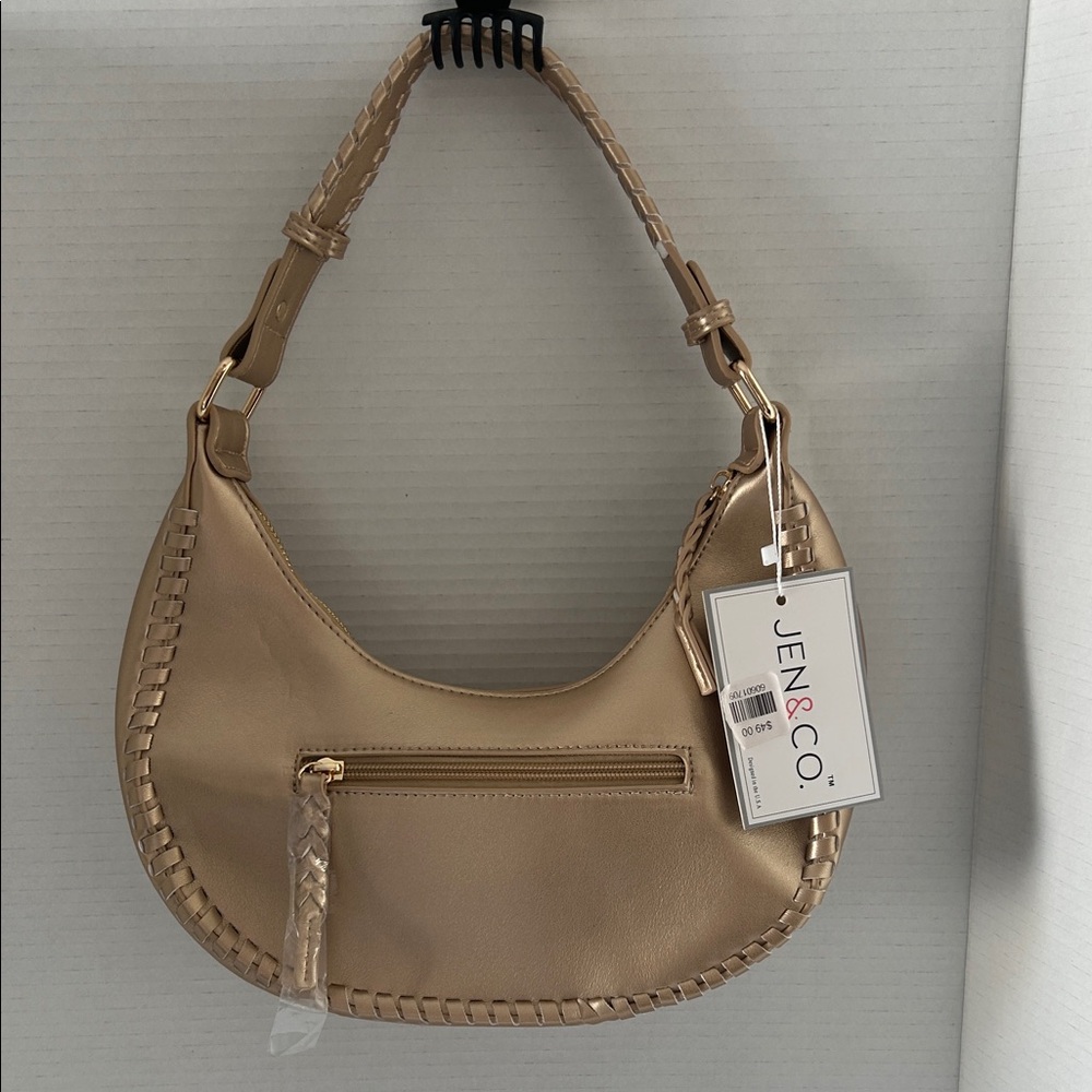Jen & Co. Vegan Aria Whipstitch Shoulder Bag. Model M2773 Champagne. New